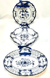 Vintage Trio Of Blue And White Lillian Vernon Decorative Wall Plates