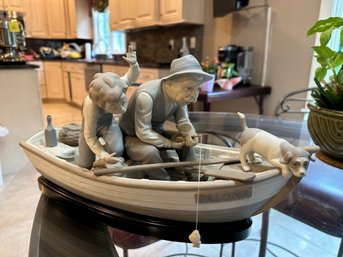 Gorgeous Exceptional Lladro -  Boy Fishing With Gramps & Dog  #5215