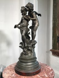 Very Nice Antique Vintage White Metal Statue By Auguste Moreau - Very Nice Details - In The Manner Of AM