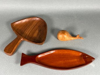 Wood Caribcraft Solid Mahogany Fish Platter & More