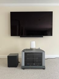 MEDIA GROUP Samsung 76 Inch TV, Orbi, Panasonic Entertainment Cabinet, Samsung Subwoofer