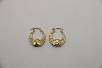 14k Yellow Gold Cherub Earrings