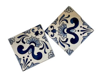 Two 6x6 Blue & White Tiles