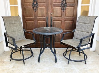 A Pair Of Outdoor Chairs And A Bistro Table By Hampton Bay