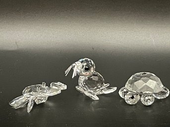 Swarovski Crystal Art- Trio Of Silver Crystal Figurines