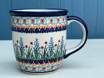 Handmade Polish Pottery Floral Fields Mug