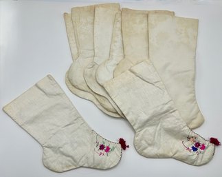 8 Vintage Traditional Korean Socks, 2 Hand Embroidered