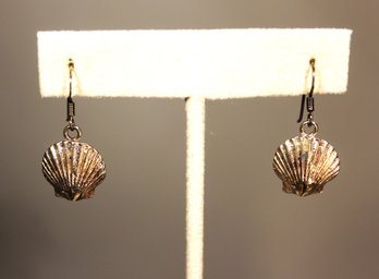 Sterling Silver Seashell Pierced Drop Earrings