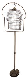 Vintage Hendryx Metal Bird Cage Hanging On A 66.5 Inch Tall Stand