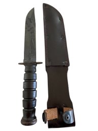 U.S. Camillus Marked On Blade-Fixed Blade Military Fighting Black Blade Knife With Sheath