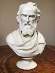 Wonderful Antique Parian Ware Bust / Statue Of Longfellow - Marked JTB - VERY Good Looking Piece - As Is