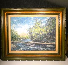 Signed Doris Jenney Oil Painting Of Fallen Tree, Fundina Chile- Wife Of Pulp Artist Robert Jenney