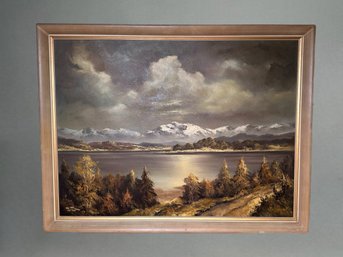 Original Vintage Signed Oil On Canvas Landscape Scene