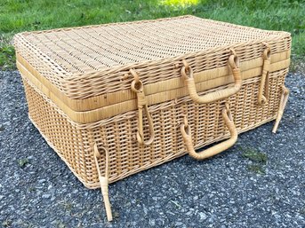 A Vintage Rattan Picnic Basket