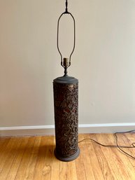 Wallpaper Roller Oversized Table Lamp  - Wood With Metal Overlay  43'H