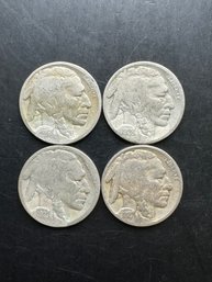 4 Buffalo Nickels 1916, 1927, 1928, 1929