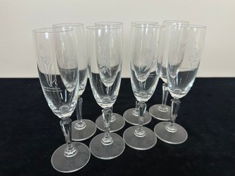 Floral And Bird Champagne Flutes