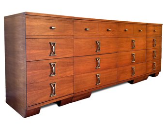 A Three-Piece Mid Century Teak Dresser And Nightstand Set, 'Fashion Trend,' By Johnson Carper