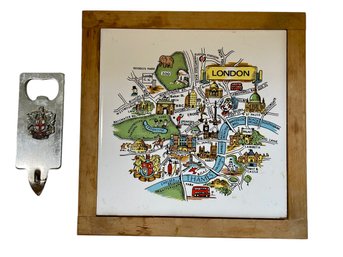 7 1/4 X 7 1/4 London Souvenir Tile Trivet  & Bottle Opener