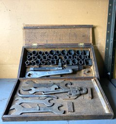 Antique Frank Mossberg Mechanics Tool Set Of Ratchet / Sockets / Wrenches