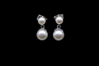 Gorgeous 14k White Gold Pearl Earrings