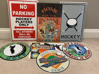 Set Of 7 Tin Sprots Related Signs