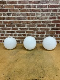 3 White Opal Glass Globes For Lighting. Approx 8in Size.