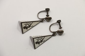 Vintage Siam Sterling Silver Enamel Earrings