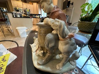 Large Lladro - Boy Writing To Sweetheart With Dog