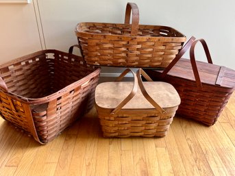 4PC Set Of Oversized Wicker Baskets And Picnic Baskets