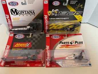 4 Auto World NHRA 1:64 Die Cast Dragsters. Sealed (#130)