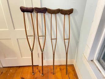 2 Pairs Of Antique Crutches