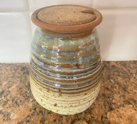 Vintage Signed Studio Pottery Honey Jar 5.25'