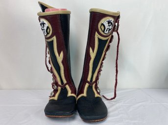 Pair Of Kokopelli Leather High Top Laced Boots