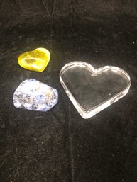 Crystal Heart Paperweight Set