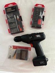 BLACK & DECKER Cordless Hand Drill With Accessories And Husky Screwdriver Set