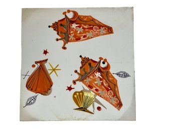 6 X 6 Vintage Pilkington Ceramic Tile  Made In England, Hand-painted Seashells