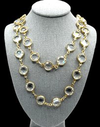 Vintage Clear Prism Beaded Long Linked Necklace