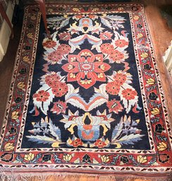 A Fine Quality Vintage Indo-Persian Hand Knotted And Dyed Wool Rug