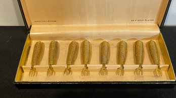 A Vintage JANIS Collection 24k Gold Plated Corn On The Cob Holders