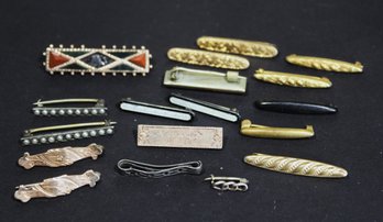 Lot Of 18 Victorian Gold Filled Sterling Silver Bar Pins