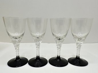 Set 4 Twisted Stem Crystal Sherry Glasses