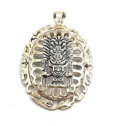 Vintage Sterling Silver Aztec Style Brooch/pin/pendant