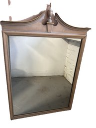 Vintage Wood Framed Wall Mirror With Ornate Finial Topper