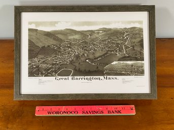 Framed Map Of Great Barrington 18x12 Wood Frame