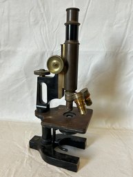Antique Circa 1900 Bausch And Lomb Medical Microscope- Solid Brass And Cast Iron- Multiple Lenses