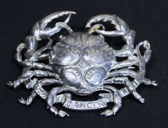 Cini Large Sterling Silver Crab Zodiac Symbol Brooch