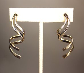 Sterling Silver Swirl Form Pierced Earrings