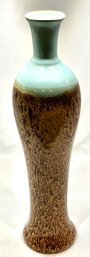 Vintage Turquoise & Brown Studio Pottery Vase