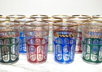 A Large Set Of Vintage Painted Juice Glasses